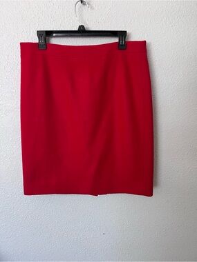 J. Crew Red Pencil Skirt - Classic Tailored Silhouette size 12 wool blend